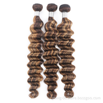 Wholesale Virgin 100% Human Hair Bundles Cuticle Aligned Raw Brazilian Human Hair Extension P4-27 Piano Hair Bundles